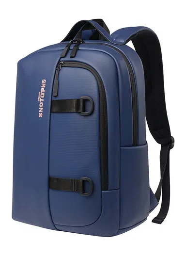 15.6" Water-Resistant Laptop Backpack Multi-Functional Travel Bag with Trolley Sleeve &amp; Padded Straps SH-22 - Blue