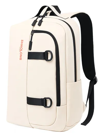 15.6" Water-Resistant Laptop Backpack Multi-Functional Travel Bag with Trolley Sleeve &amp; Padded Straps SH-22 - Beige