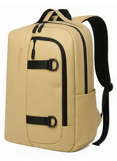 15.6" Water-Resistant Laptop Backpack Multi-Functional Travel Bag with Trolley Sleeve &amp; Padded Straps SH-22 - Khaki
