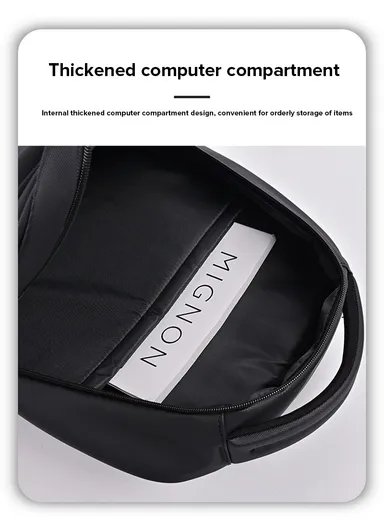 15.6" Water-Resistant Laptop Backpack Multi-Functional School &amp; Work Bag with Padded Straps 2023-13 - Black