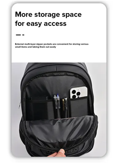 15.6" Water-Resistant Laptop Backpack Multi-Functional School &amp; Work Bag with Padded Straps 2023-13 - Black