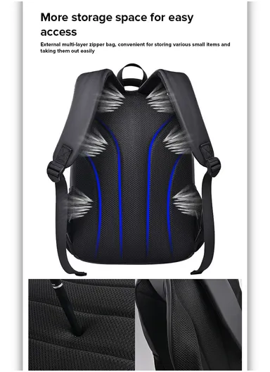 15.6" Water-Resistant Laptop Backpack Multi-Functional School &amp; Work Bag with Padded Straps 2023-13 - Black