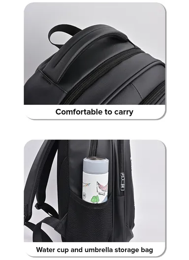 15.6" Water-Resistant Laptop Backpack Multi-Functional School &amp; Work Bag with Padded Straps 2023-13 - Black