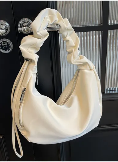 Elegant Lightweight Puffy Bag with Adjustable Shoulder Strap - White