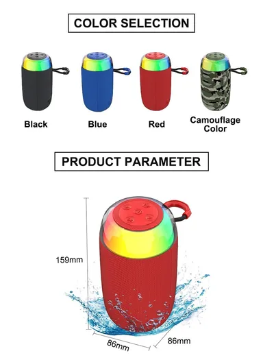 2" Portable Bluetooth Speaker Stereo HiFi Subwoofer Wireless Speaker with Aux TF Card &amp; FM Radio Support ZQS-L05 - Red