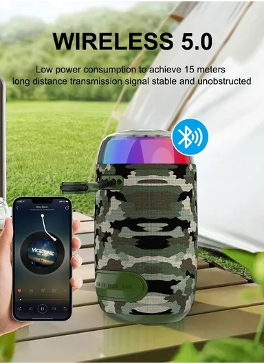 2" Portable Bluetooth Speaker Stereo HiFi Subwoofer Wireless Speaker with Aux TF Card &amp; FM Radio Support ZQS-L05 - Blue