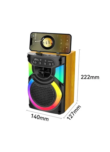 4" Multi-function Bluetooth Speaker 5W Single Amplifier Drives a Colorful Audio World with Wired Microphone ZQS14103 - Black