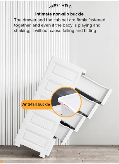 5-Tier 4 Big &amp; 2 Small Lockable Drawers Giraffe &amp; Bear Design Children's Plastic Storage Cabinet with Wheel Legs, Multi-Use Bedroom Cabinet Organizer 5875 (W57 x D38 x H121)cm - White