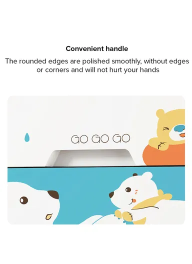 5-Tier 4 Big &amp; 2 Small Lockable Drawers Giraffe &amp; Bear Design Children's Plastic Storage Cabinet with Wheel Legs, Multi-Use Bedroom Cabinet Organizer 5875 (W57 x D38 x H121)cm - White