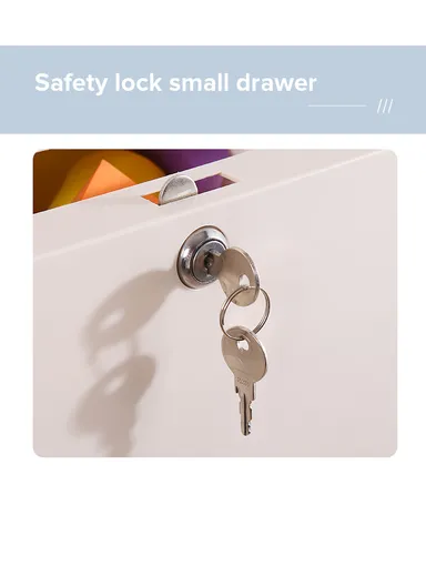 5-Tier 4 Big &amp; 2 Small Lockable Drawers Plastic Storage Cabinet with Wheel Legs, Multi-Use Bedroom Cabinet Organizer 5825 (W58 x D40 x H123.5)cm - Multicolor