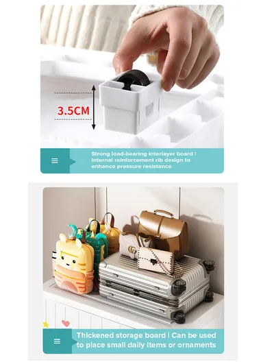 3-Tier 2 Big Drawers &amp; 2 Closet Door Cartoon Design Plastic Storage Cabinet with Wheel Legs, Multi-Use Bedroom Cabinet Organizer 505237 (W50 x D40 x H122)cm - White &amp; Grey