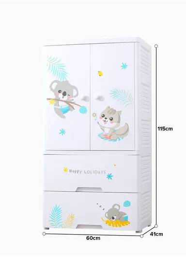 2-Tier Plastic Storage Cabinet with 3 Closet Layers, Elevated Dust-Proof Legs &amp; Easy-Slide Drawers, Multi-Purpose Organizer for Home or Office – 6013