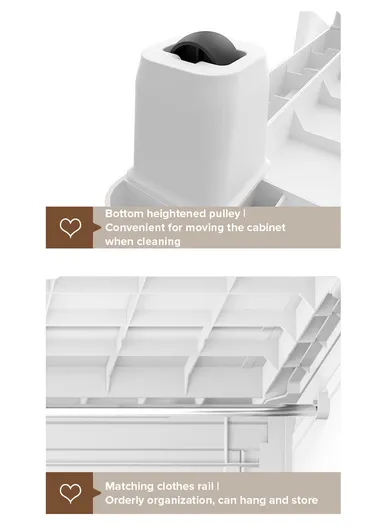 4-Layer 4 Medium Drawers Stackable Plastic Storage Cabinet with 4-Closet Doors, Multi-Purpose Cabinet Organizer Storage 8575288a (W85 x D38 x H150)cm - White &amp; Brown