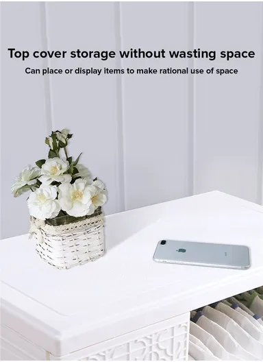 5-Layer 4 Small &amp; 4 Medium Drawers Stackable Plastic Storage Cabinet with 2-Closet Doors, Multi-Purpose Cabinet Organizer Storage 677228 (W67 x D38 x H172)cm - White &amp; Brown