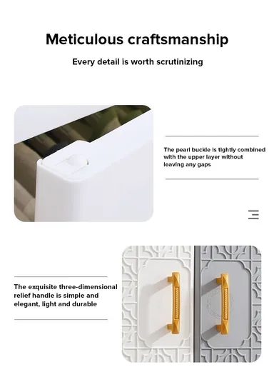 5-Layer 4 Small &amp; 4 Medium Drawers Stackable Plastic Storage Cabinet with 2-Closet Doors, Multi-Purpose Cabinet Organizer Storage 677228 (W67 x D38 x H172)cm - White &amp; Brown