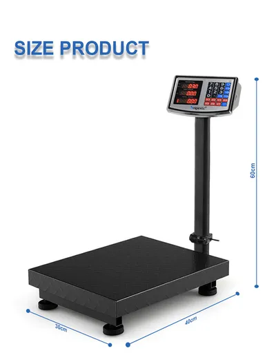 150Kg Foldable Double-Sided LED Display Electric Platform Scale, 4V Rechargeable Heavy Duty Scale with Power Switch SC-1 (L40 x W30 x H60)cm