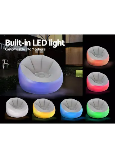Inflatable Chair, Outdoor Armchair with LED Lights 75086 102x97x70cm 