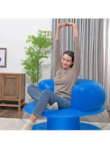 Inflatable PVC Round Sofa Foldable &amp; Reclining 75138 112x70cm - Blue