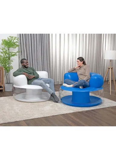 Inflatable PVC Round Sofa Foldable &amp; Reclining 75138 112x70cm - Blue