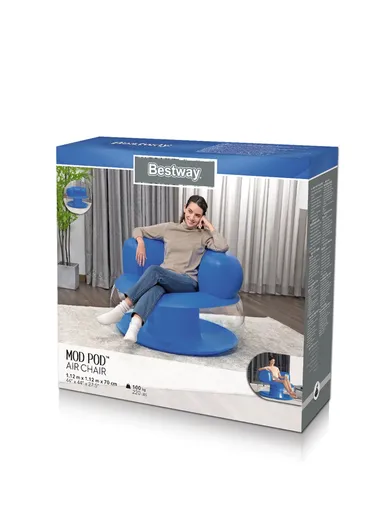 Inflatable PVC Round Sofa Foldable &amp; Reclining 75138 112x70cm - Blue