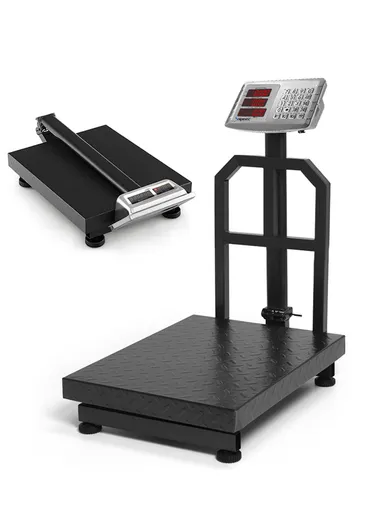 150Kg Foldable Double-Sided LED Display Electric Platform Scale, 6V Rechargeable Heavy Duty Scale with Power Switch SC-5 (L40 x W30 x H70)cm - with Support Bracket