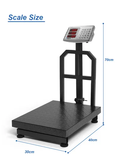 150Kg Foldable Double-Sided LED Display Electric Platform Scale, 6V Rechargeable Heavy Duty Scale with Power Switch SC-5 (L40 x W30 x H70)cm - with Support Bracket