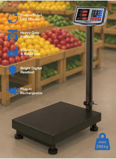 200Kg Foldable Double-Sided LED Display Electric Platform Scale, 4V Rechargeable Heavy Duty Scale with Power Switch SC-2 (L50 x W40 x H70)cm