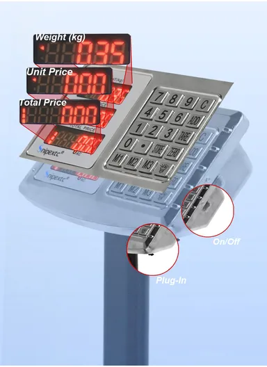 300Kg Foldable Double-Sided LED Display Electric Platform Scale, 6V Rechargeable Heavy Duty Scale with Power Switch SC-7 (L50 x W40 x H70)cm - with Support Bracket