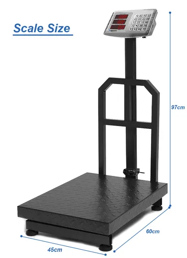 500Kg Foldable Double-Sided LED Display Electric Platform Scale, 6V Rechargeable Heavy Duty Scale with Power Switch SC-8 (L60 x W45 x H97)cm - with Support Bracket