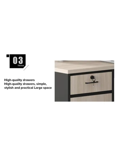 120cm 2-People Modern Design Office Staff Desk, Melamine Board &amp; Iron Frame Workstation Desk with Storage Cabinets 8212 (W120 x D120 x H75)cm