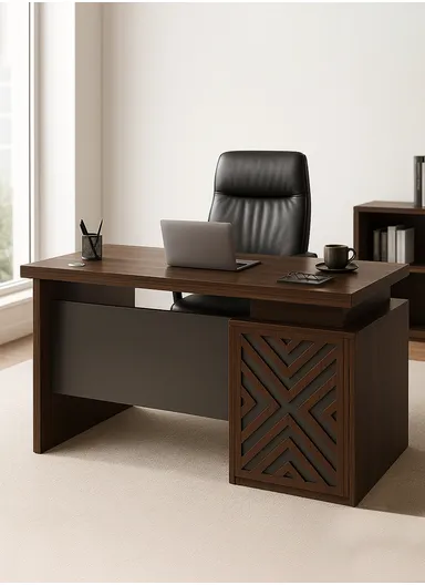 120cm Small Design Office Desk with Drawer Storage, Melamine Board Office Desk BC2464 (W120 x D60 x H76)cm