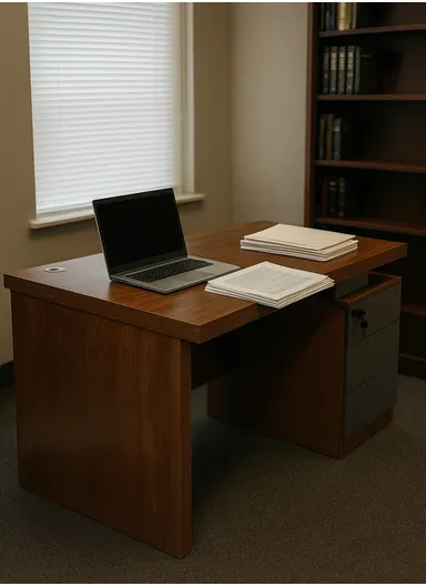 120cm Small Design Office Desk with Drawer Storage, Melamine Board Office Desk BC2467 (W120 x D60 x H75)cm