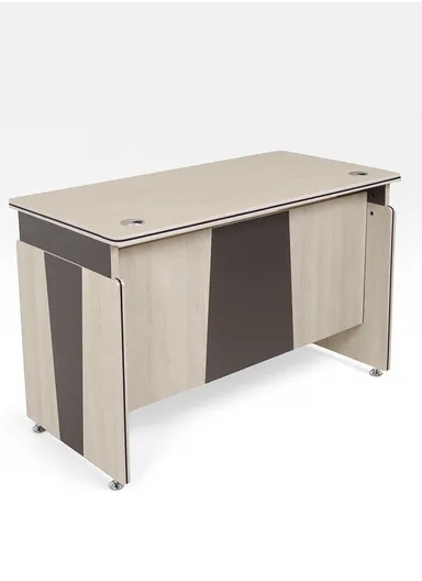 120cm Small Design Office Desk with Drawer Storage, Melamine Board &amp; Iron Frame Office Desk AB-227 (W120 x D60 x H77)cm