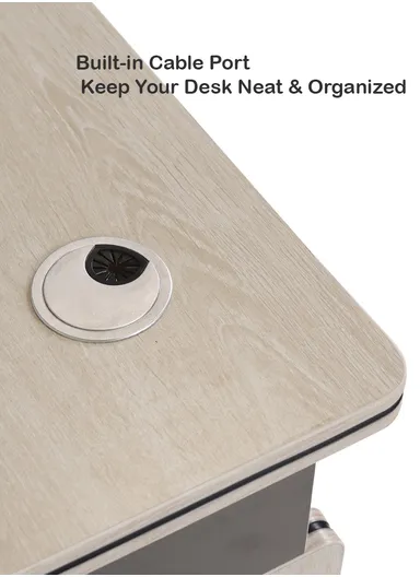 120cm Small Design Office Desk with Drawer Storage, Melamine Board &amp; Iron Frame Office Desk AB-227 (W120 x D60 x H77)cm