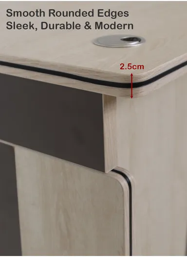 120cm Small Design Office Desk with Drawer Storage, Melamine Board &amp; Iron Frame Office Desk AB-227 (W120 x D60 x H77)cm