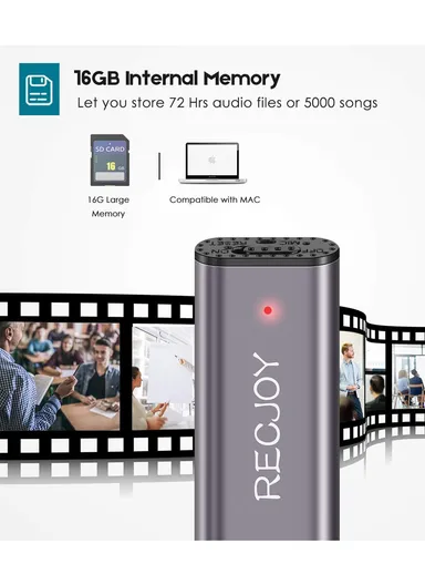 Tecnolux Mini Digital USB Voice Recorder for Lectures &amp; Meetings 32GB Rechargeable