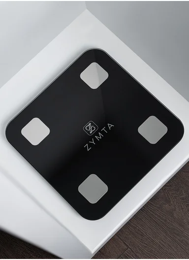 180Kg Max Load Bluetooth Smart Digital Smart Body Scale with Tuya APP, 18 Body Analysis &amp; LCD Display (L28 x W28 x H2.5)cm - Black