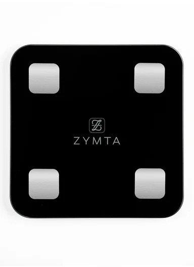 180Kg Max Load Bluetooth Smart Digital Smart Body Scale with Tuya APP, 18 Body Analysis &amp; LCD Display (L28 x W28 x H2.5)cm - Black