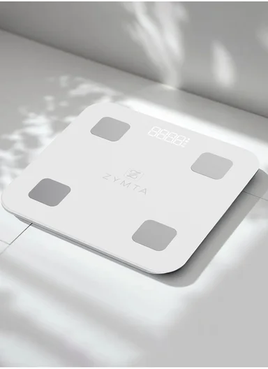 180Kg Max Load Bluetooth Smart Digital Smart Body Scale with Tuya APP, 18 Body Analysis &amp; LCD Display (L28 x W28 x H2.5)cm - White