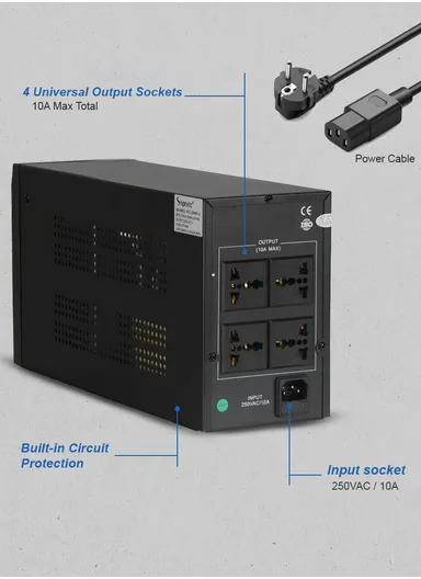 2000VA Sinewave &amp; Squarewave UPS Battery Backup &amp; Surge Protector 10A Battery Power Supply, Dataline Protection