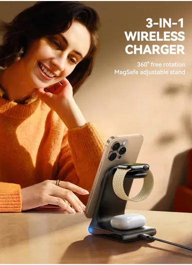 15W 3 in 1 Magnetic Wireless Charging Stand for iPhone / Apple Watch / Airpods JR-W15