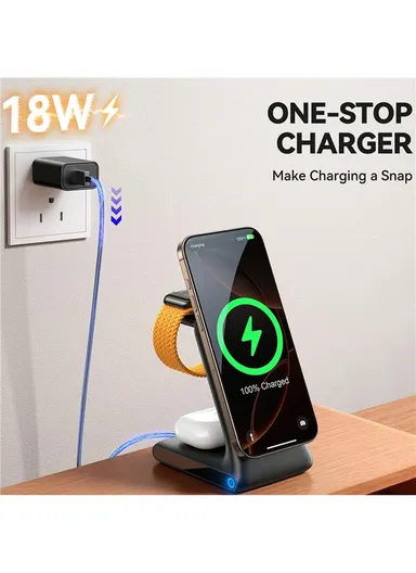 15W 3 in 1 Magnetic Wireless Charging Stand for iPhone / Apple Watch / Airpods JR-W15