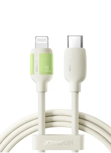 1.2m Fluorescent Series Fast Charging Data Cable Type-C to Lightning S-A53 - Beige