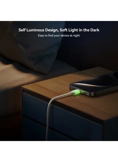 1.2m Fluorescent Series Fast Charging Data Cable Type-C to Lightning S-A53 - Beige