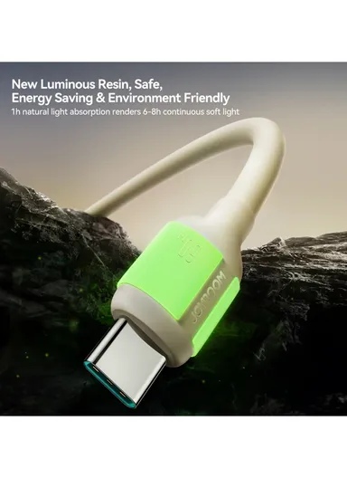 2m Fluorescent Series 3A Fast Charging Data Cable USB-A to Lightning S-A53 - Beige