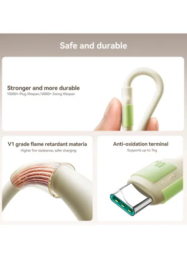 2m Fluorescent Series 3A Fast Charging Data Cable USB-A to Lightning S-A53 - Beige