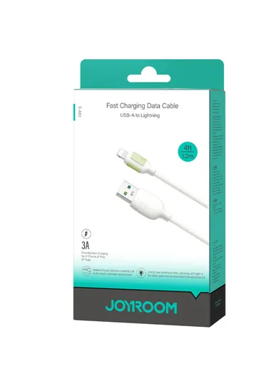 2m Fluorescent Series 3A Fast Charging Data Cable USB-A to Lightning S-A53 - Beige