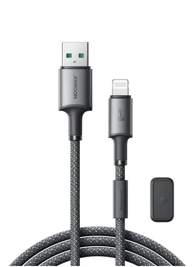 1.2m Unlimited Series 3A Fast Charging Data Cable USB-A to Lightning With Magnetic Clip S-A50 - Dark Gray