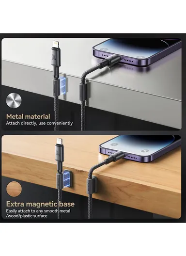 1.2m Unlimited Series 3A Fast Charging Data Cable Type-C to Lightning With Magnetic Clip S-A50 - Dark Gray