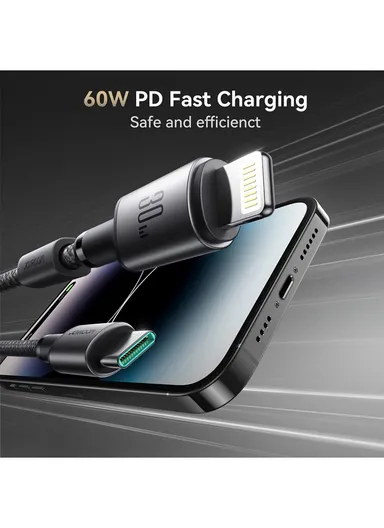 1.2m Unlimited Series 3A Fast Charging Data Cable Type-C to Lightning With Magnetic Clip S-A50 - Dark Gray